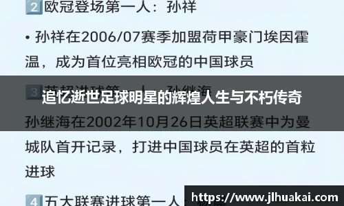 追忆逝世足球明星的辉煌人生与不朽传奇